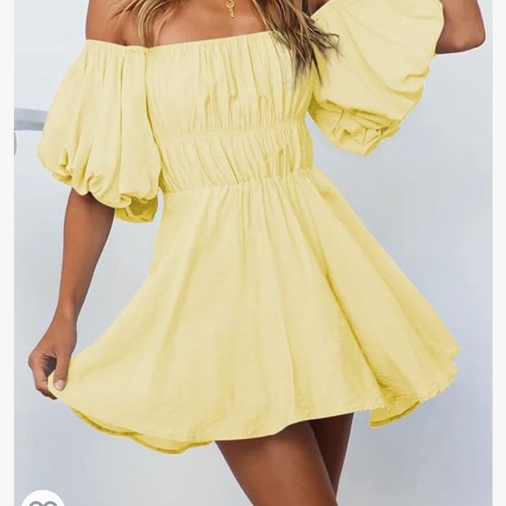 Yellow Strapless Flowy Mini Dress